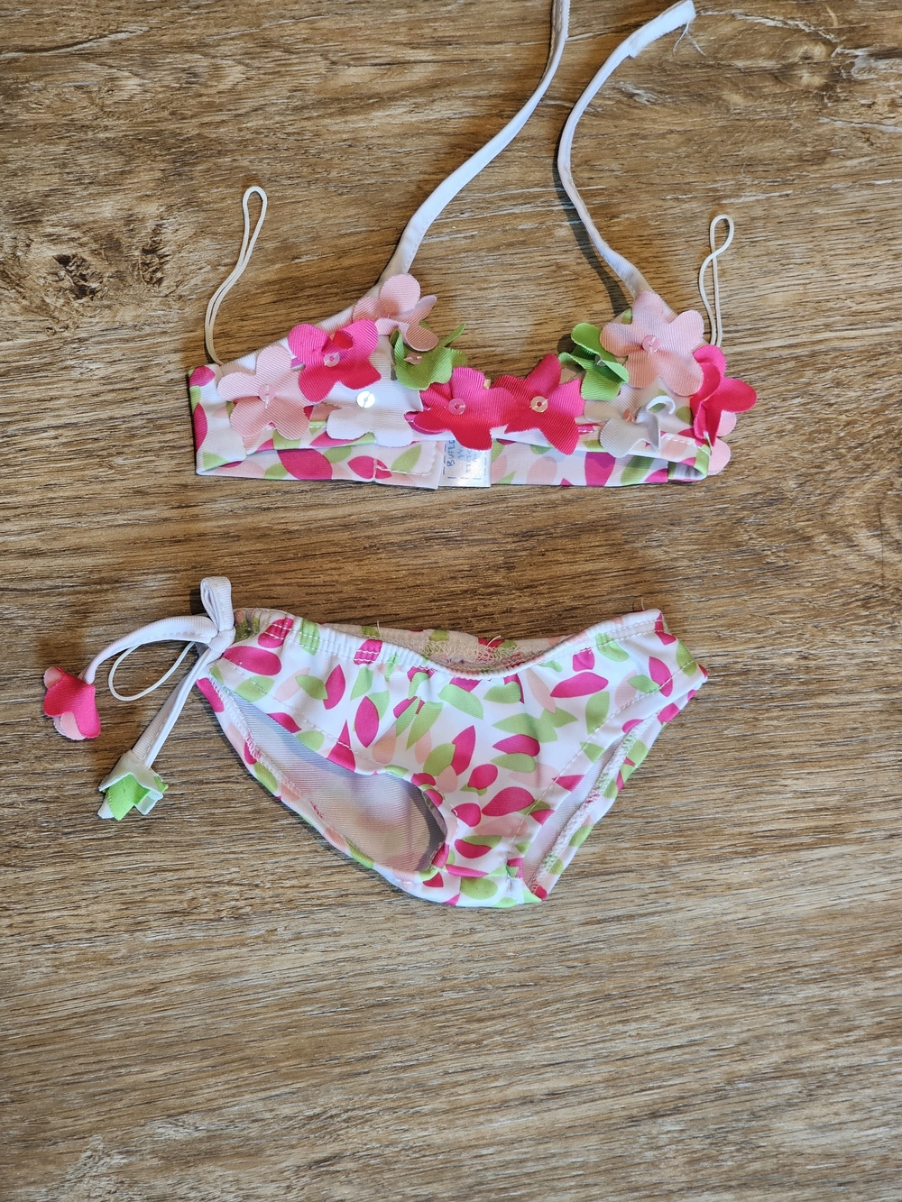 Build-A-Bear WHITE 3D FLORAL BIKINI BATHING SUIT Teddy Summer 2 PC Swim Clothes